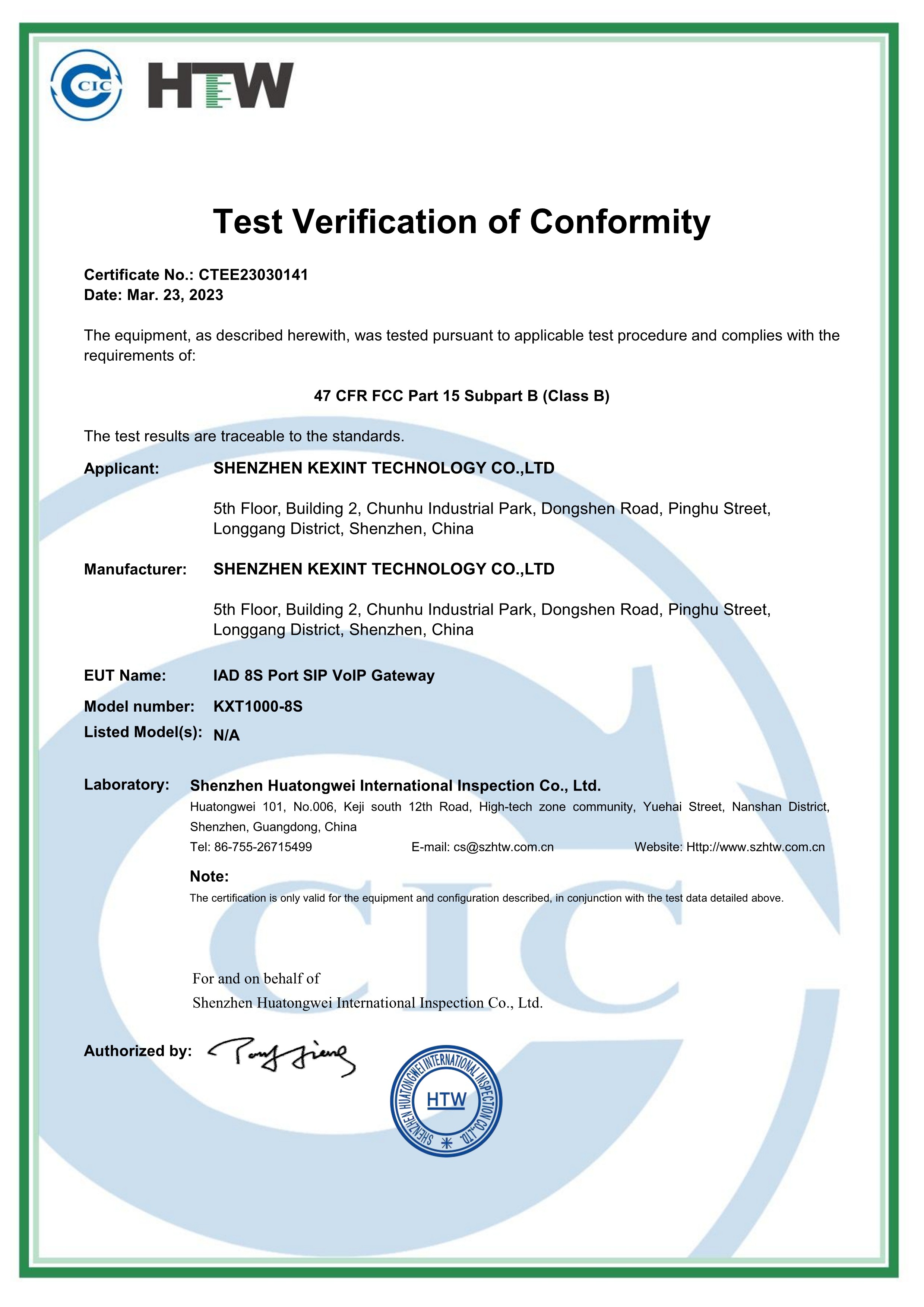 FCC Verification